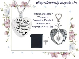 Pet Keepsake Urn Wings Were Ready Interchangeable Necklace or Key Ring J... - £25.90 GBP+