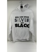 Raiders XL White Pullover Hoodie “Real Men Wear Silver &amp; Black” Raider N... - $726.74 MXN