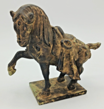 Chinese Vintage Tang Dynasty Iron Saddled  War Horse Sculpture - £50.33 GBP