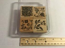 Stampin Up 2004 “Two-Step Stampin Strippled Stencils” Set of 4 Wood Bloc... - £7.80 GBP