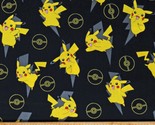 Cotton Pikachu Lightning Pokemon Video Games Fabric Print by the Yard D1... - $15.95