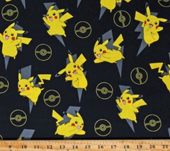 Cotton Pikachu Lightning Pokemon Video Games Fabric Print by the Yard D187.30 - £12.51 GBP