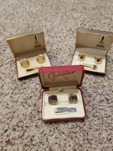 Vintage Gold Swank Cufflinks &amp; Tie Bar Sets &amp; Cavalier Silver Cufflinks Tie Bar - £30.53 GBP