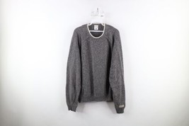 Vintage 90s Columbia Mens Large Blank Cotton Knit Crewneck Sweater Heather Gray - £40.54 GBP