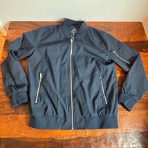 Outdoor Jacket Mens Navy Blue Lightweight Zip Up Bomber Jacket Size Medium - $18.02