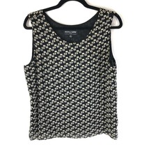 Kasper &amp; Company ASL Womens Blouse Tank Top Geometric Black Ivory Size 10 - £7.78 GBP