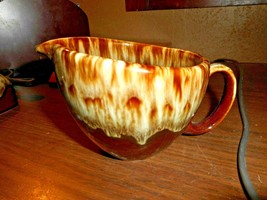 Brown Drip Glaze Pottery Creamer 3 3/8&quot; tall x 4 1/8&quot; dia UNMARKED Vintage - $14.69