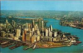 VTG Postcard, Aerial View of lower Manhattan, New York City, NY - £4.59 GBP