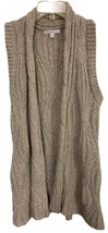Cabi Wool Blend Open Front Cardigan Size XS Tan Sweater Sleeveless Cable... - $19.36