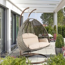 LeisureMod 2 Person Wicker Egg Chair Outdoor Indoor Bedroom Patio Hanging Lounge - £789.18 GBP+