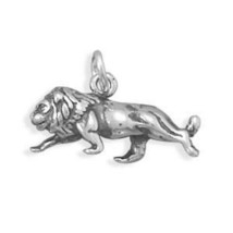 Oxidized 3D King Lion Charm Animal Pendant Unisex Graduated Gift 14K White GP - £26.21 GBP