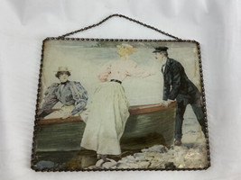 Antique Victorian Chimney Flue Cover Womens Boat Ride Litho Image - $74.91