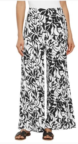Three Dots Womens Pants Multicolor Wide Leg Pull-On Pockets Flat Front M... - $37.99