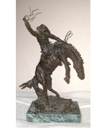 Carl Kauba Bronze Bucking Horse Cowboy Sculpture Statue 14 inches with base - £310.15 GBP