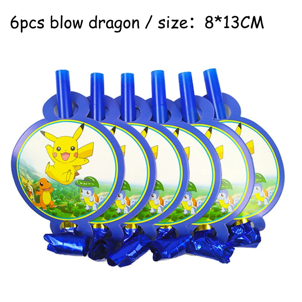 6pcs blow dragon Must-Have Plush! Pokemon Pikachu Birthday Party - $10.87