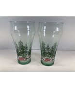 Pair Coca Cola Coke Christmas Trees Holly Trimmed Glass Tumblers Set 2 New - €6,50 EUR