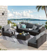 Patio Furniture Set 7 Piece Outdoor Wicker Sectional Sofa - All Weather ... - $807.23