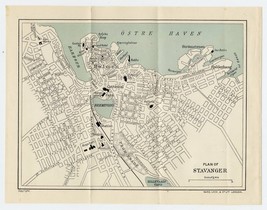 CA. 1930 VINTAGE CITY MAP OF STAVANGER / NORWAY - $21.44