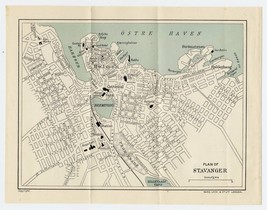 Ca. 1930 Vintage City Map Of Stavanger / Norway - £17.13 GBP