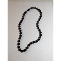 Vintage Black and Gold Beaded Necklace Screw Type Clasp 16 in - £9.40 GBP