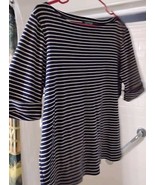 Lauren Ralph Lauren Womens Top XL Navy Blue Metallic Gold Knit Stripe 1/... - $34.77 CAD
