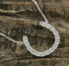 2.50 Ct Round Cut Cz Horseshoe Pendant Necklace 14K White Gold Over Gift for Her - £45.41 GBP