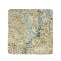 Betsy Drake Lake Winnisquam, NH Nautical Map Coaster Set of 4 - £27.39 GBP