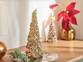 LaModaHome Christmas Decorative Candle 8.5x8.5x21.8cm Gold&#39;s Private New... - $28.70