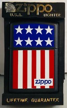Zippo 218SS Black Matte Stars &amp; Stripes Lighter MINT with Original Box - $29.65