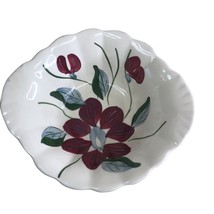 Blue Ridge Hand Painted Underglaze Southern Potteries 9H Red Floral Bowl Vintage - £20.87 GBP