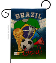 World Cup Brazil Soccer Burlap - Impressions Decorative Garden Flag G192089-DB - £17.98 GBP