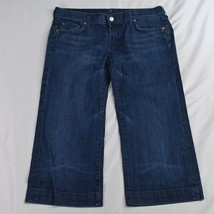 7 for all Mankind 30 Crop Dojo Wide Leg Dark Rinse Stretch Denim Womens Jeans - £15.71 GBP