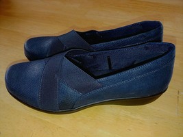 Yuu &quot;Darling&quot; Ladies Blue Wedge SLIP-ON SHOES-TEXTILE UPPER-7.5M-NWOT-CUTE-COMFY - £10.46 GBP