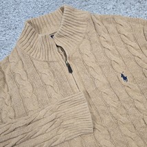 Polo Ralph Lauren Sweater Mens XXL Tan Cable Knit 1/4 Zip Long Sleeve Pr... - £31.98 GBP