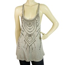Haute Hippie Gray Silver Brass Tone Studs Long Tank Sleeveless top  Sz M - $48.51