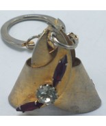 Vintage Gold Tone &amp; Rhinestone Keychain Red &amp; White Jewels - Costume Jew... - $392.57 MXN