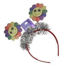 Claires Bopper Headband Colorful Smiley Face Flowers Tinsel Antenna - £7.87 GBP