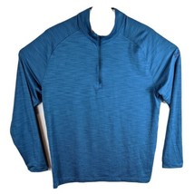 Mens Teal Turquoise 1/4 Zip Athletic Shirt Size Large Long Sleeve  - $24.33