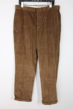 LL Bean 35x32 Brown Flat Front Corduroy Cuffed Trousers Pants - £26.80 GBP
