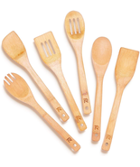 6-Piece Bamboo Cooking Spoon Set - Premium Kitchen Utensils - £18.52 GBP