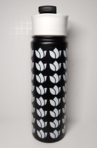 Dutch Bros Stainless Steel Thermos Tumbler Blk White Tulip Water Bottle Flip Top - $16.83