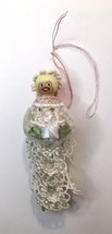 Vintage Christmas Tree Ornament Handmade Clothespin &amp; Lace Lady White &amp; Pink - £5.59 GBP