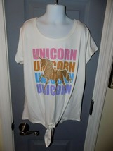 Jenna &amp; Jessie Unicorn, Unicorn, Unicorn White Short Sleeve Shirt Size 1... - $18.25