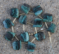 Natural, 12 pieces faceted leaf of chrysocolla gemstone briolette beads, 15x18 m - £39.16 GBP