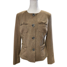 CAbi Jacket Women&#39;s Size Extra Small Brown Herringbone Penny Blazer 3170 - £10.17 GBP