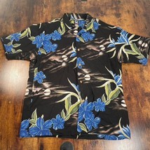 Vtg Quicksilver Button Up Shirt Mens XL Hawaiian Floral Made in USA Black - £23.65 GBP
