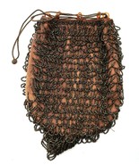 Vtg Micro Brown Metallic Sheen Bead Cinch Flapper Handmade Bag Purse Bea... - $100.00