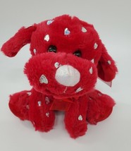 7&quot; Toms Toy Puppy Dog Red Hearts Valentine Plush Stuffed Animal Toy New - £7.46 GBP