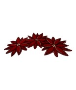 Vintage Curved Poinsettia Felt Table Runner Centerpiece Display Red &amp; Go... - $28.04