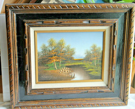 Wilhelm Koenig Forest  Landscape oil on canvas painting Signed  Wood frame  - £125.33 GBP